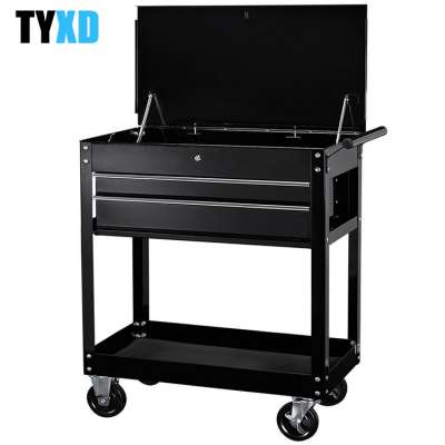 Bulk Storage Black Tech Cart W/DRAWER  Two Drawer Service Cart